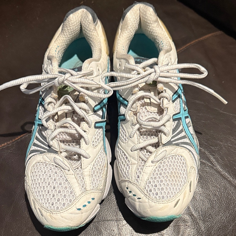 Asics Women's White and Teal Athletic Shoes